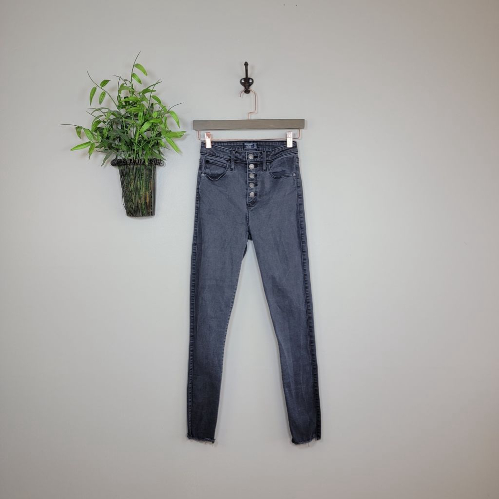 Abercrombie & Fitch Curve Love Super Skinny Ankle Jeans High Rise Gray AF 25 0 - Picture 2 of 11